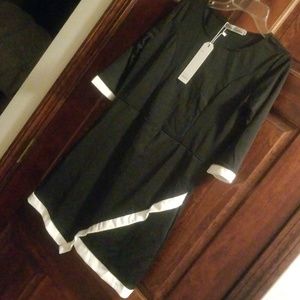 Black and white asymmetrical dress